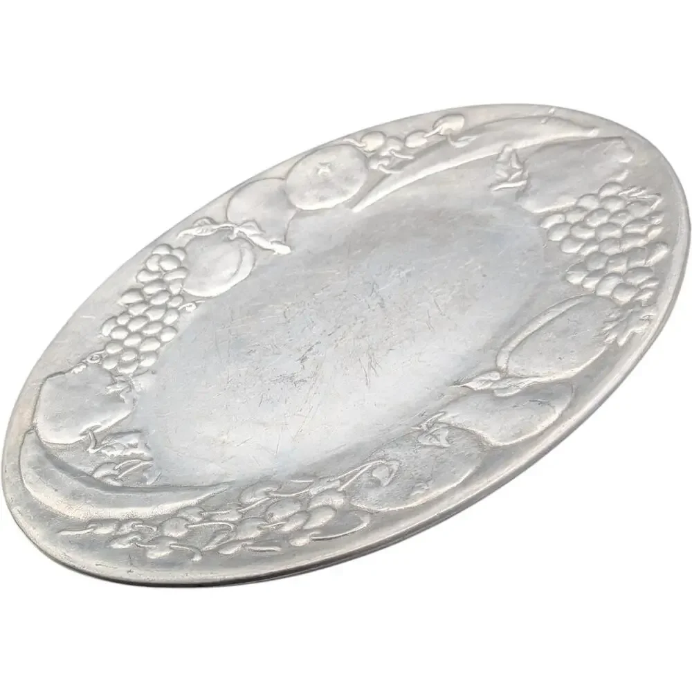 Vintage Wilton Armetale RWP Fruit Relief Oval Serving Platter‎ Tray Pewter Dish